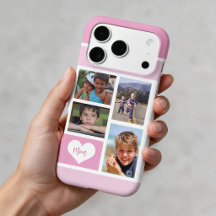 4 photo collage mum script heart pink