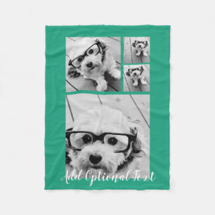 4 Photo Collage Optional Text -- CAN Edit Colour Fleece Blanket