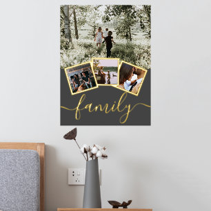 4 Photo Collage Personalised Family Typography Foil Prints