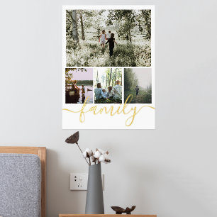 4 Photo Collage Personalised Family Typography Foil Prints