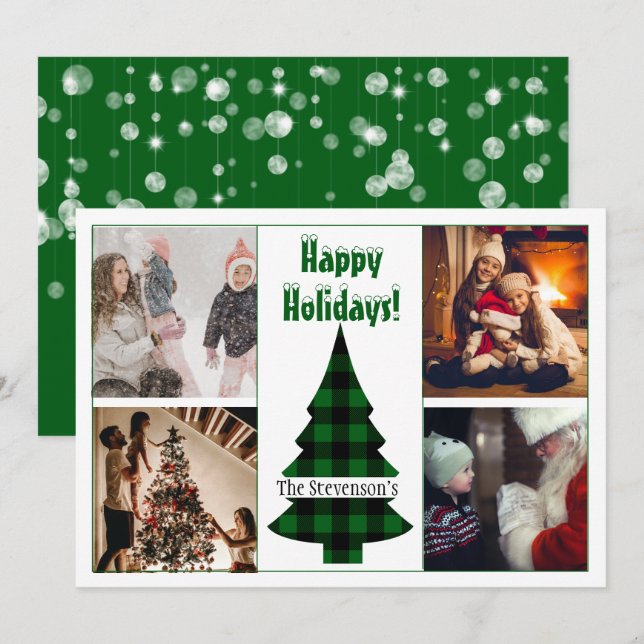 4 Photo Collage Personalised Holiday Card (Front/Back)