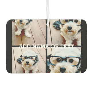 4 Photo Collage - PICK YOUR BACKGROUND COLOR Car Air Freshener