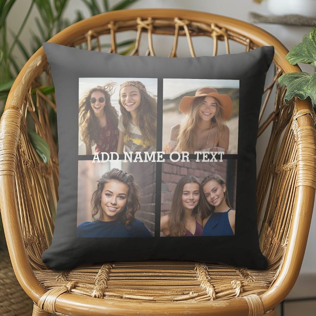 4 Photo Collage - PICK YOUR BACKGROUND COLOR Outdoor Cushion (Custom Photo Pillow)