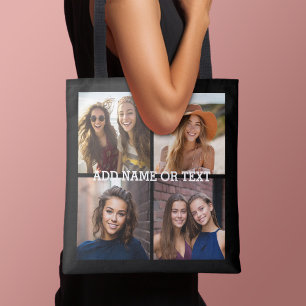 4 Photo Collage - PICK YOUR BACKGROUND COLOR Tote Bag