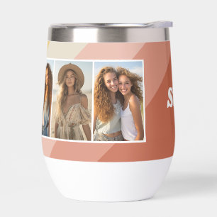 4 Photo Collage - Retro Stripes - chunky name