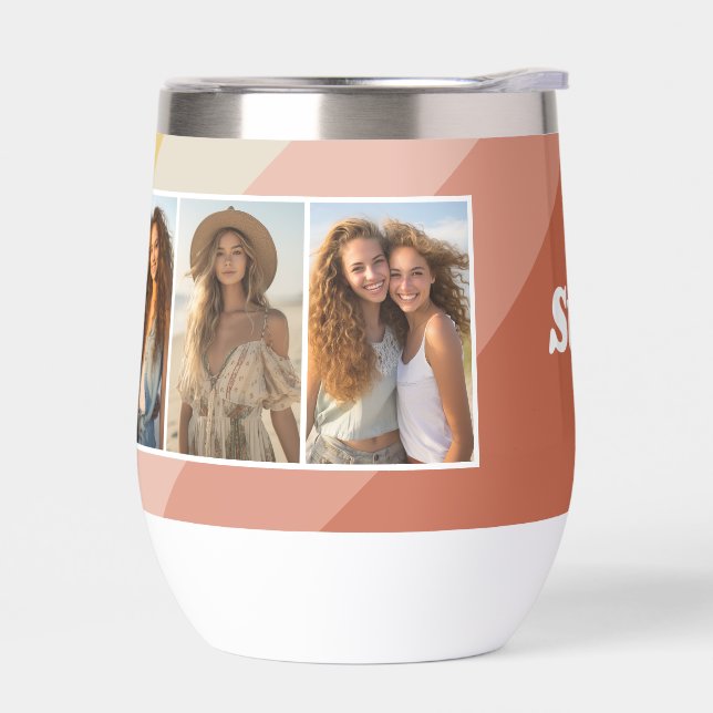 4 Photo Collage - Retro Stripes - chunky name (Left)