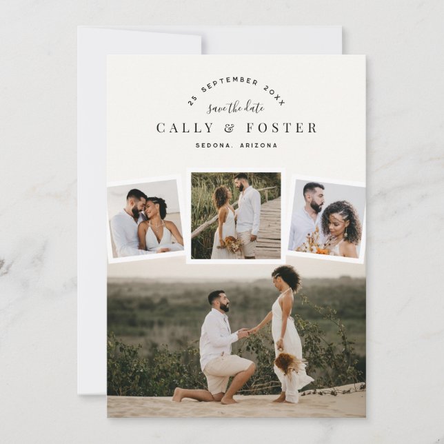 4 Photo Collage Save the Date Announcement Card  (Front)