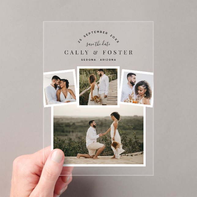 4 Photo Collage Save the Date Clear  Acrylic Invitations (Insitu (Handheld))