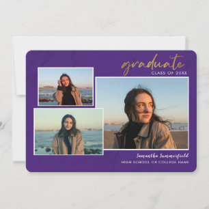 4 Photo Collage Script Grad 2022 Purple Graduation Announcement