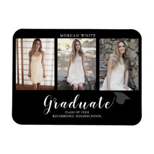 4 photo Collage Simple Modern Graduation Magnet