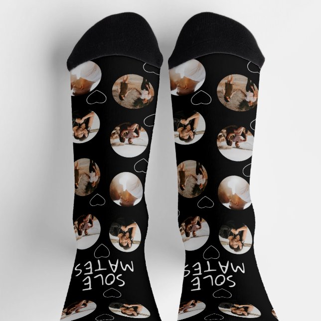 4 Photo Collage Sole Mates (funny play on soul) Socks (Top)