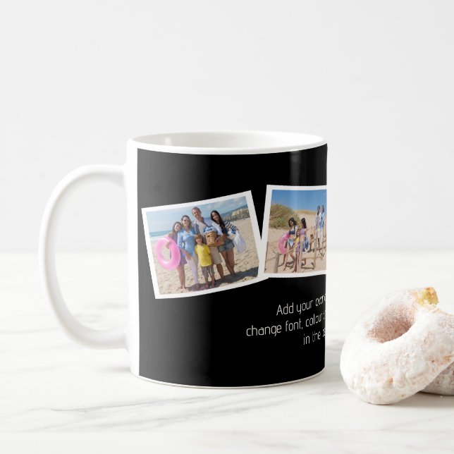 4 Photo Collage Template and Text Personalised Coffee Mug (With Donut)