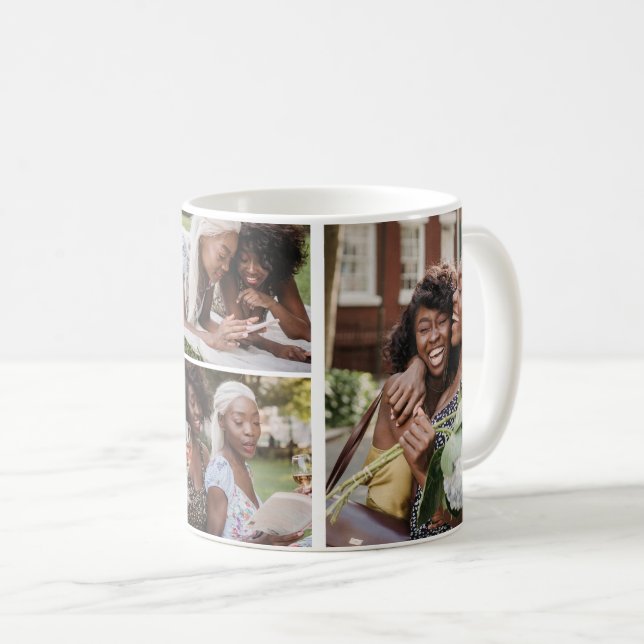 4 Photo collage template personalised Coffee Mug (Front Right)