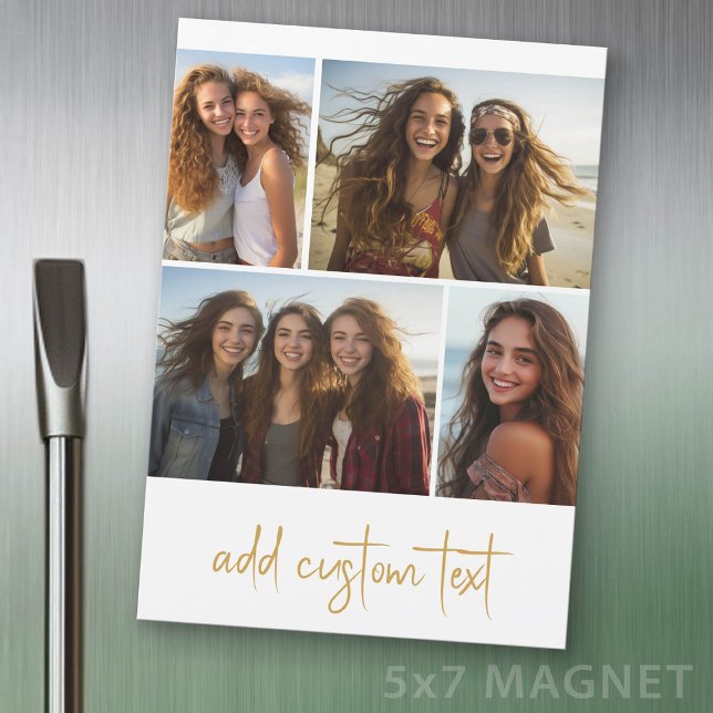 4 Photo Collage - Trendy Script Magnet (Photo Magnet - 5x7 size)