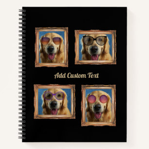 4 Photo Collage Vintage Frame Dogs Pets Family Notebook