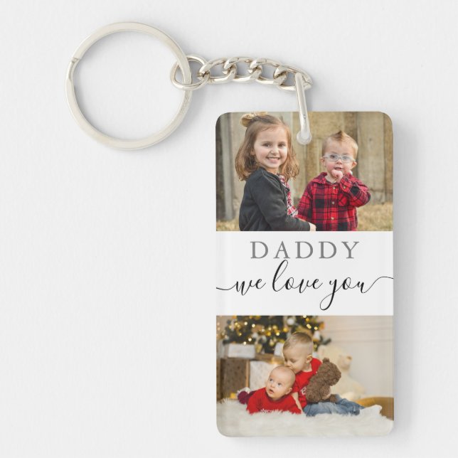  4 Photo Collage We Love You Best Dad Ever Key Ring (Front)