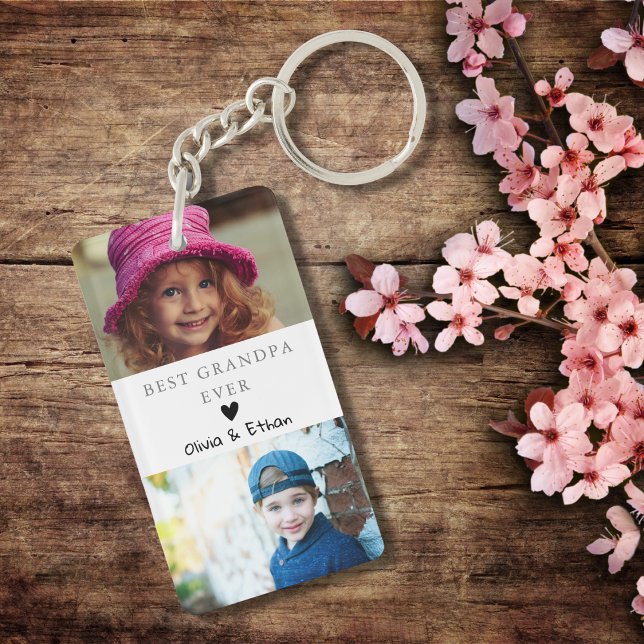 4 Photo Collage We Love You Best Grandpa Ever   Key Ring (4 Photo Collage We Love You Best Grandpa Ever Keychain)