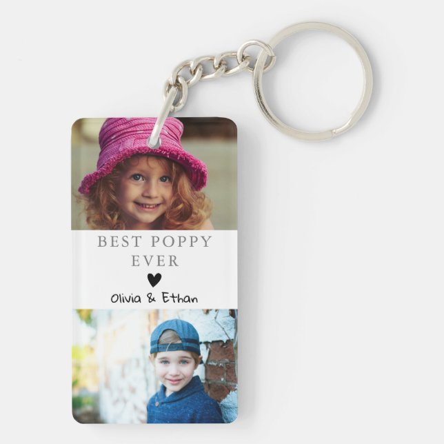 4 Photo Collage We Love You Best Poppy Ever Key Ring (Back)