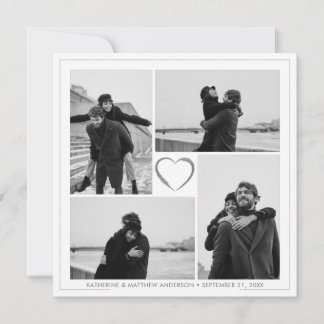 4 Photo Collage Wedding Anniversary Name & Date Invitation