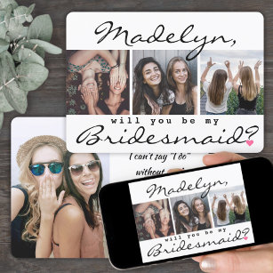 4 Photo Collage Will You Be My Bridesmaid Proposal Invitation