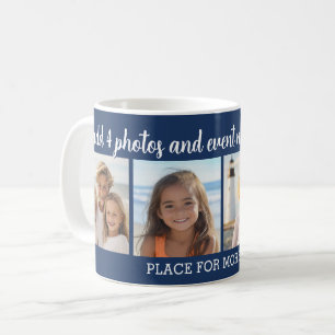 4 Photo Collage with 2 Lines of Text - Party Coffee Mug