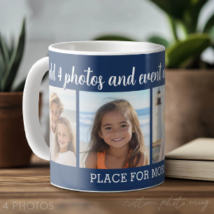 4 Photo Collage with 2 Lines of Text - Party Coffee Mug