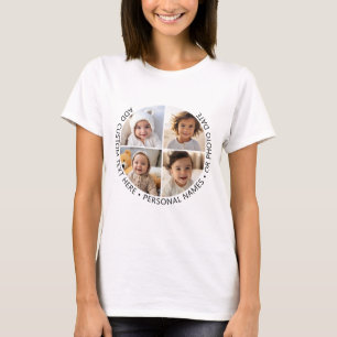 4 Photo Collage with Curvature Custom Text Around T-Shirt