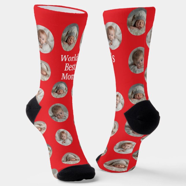 4 Photo Collage Worlds Best Mum Socks (Angled)