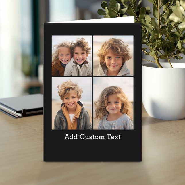 4 Photo Collage - you can change background colour Card (Custom Greeting Card with Photo)