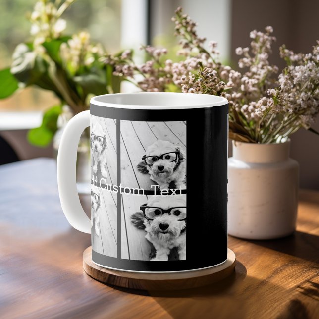 4 Photo Collage - you can change background colour Coffee Mug (Mug template with 4 photos )