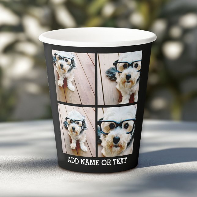 4 Photo Collage - you can change background colour Paper Cups (Personalized Paper Cups)