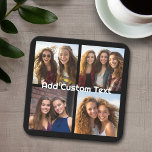 4 Photo Collage - you can change background colour Square Paper Coaster<br><div class="desc">Use your square Instagram photos for the best results! TO CHANGE THE BACKGROUND - click on the customise or advanced design area, and choose a colour in the colour picker. Add your favourite pictures and snapshots to this film strip for a fun memory keeper. An artistic way to display your...</div>