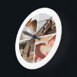 4 Photo Custom Collage Personalised Round Clock<br><div class="desc">Create a Custom Photo Collage unique customised personalised 4 Photo wall clock from Ricaso</div>