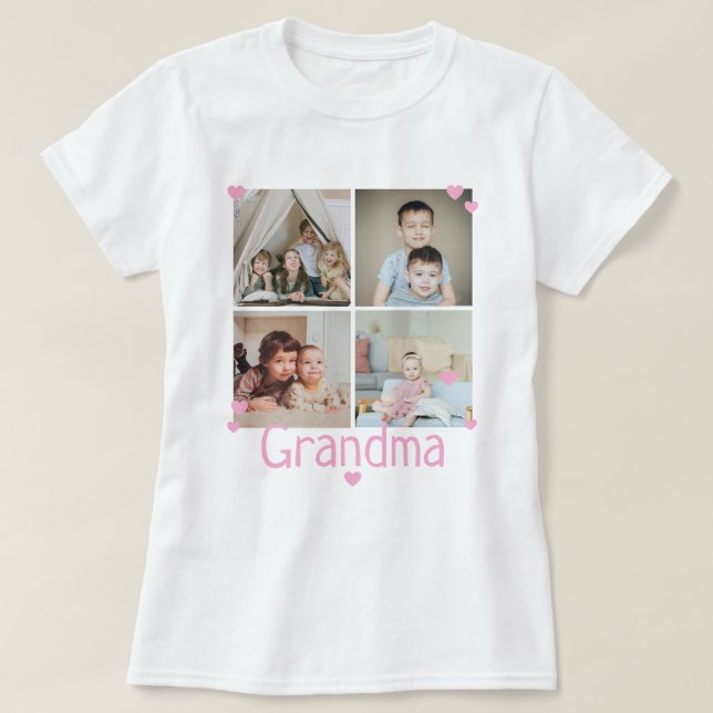 4 Photo Custom Collage Personalised T-Shirt (Design Front)