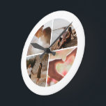 4 Photo Custom Collage Personalized Round Clock<br><div class="desc">Create a Custom Photo Collage unique customized personalized 4 Photo wall clock from Ricaso</div>