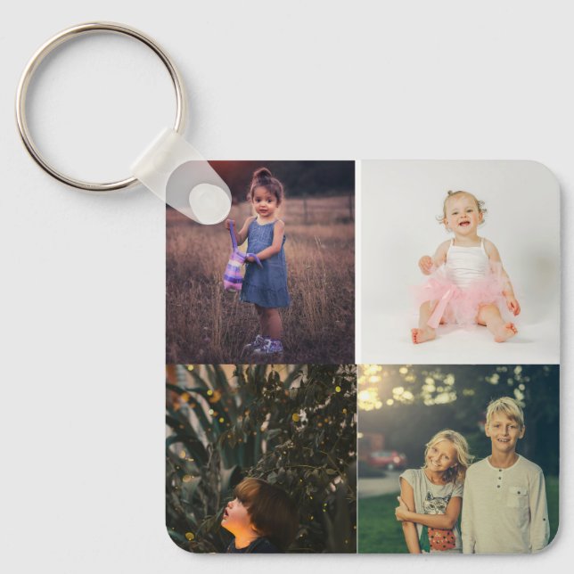 4 Photo Custom Personalised Collage Key Ring (Front)