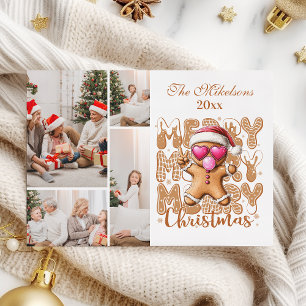 4 Photo Cute Gingerbread  Christmas  Holiday Card