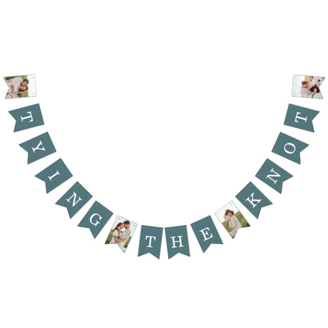4 Photo Engagement Party Teal Bunting Flags (All)