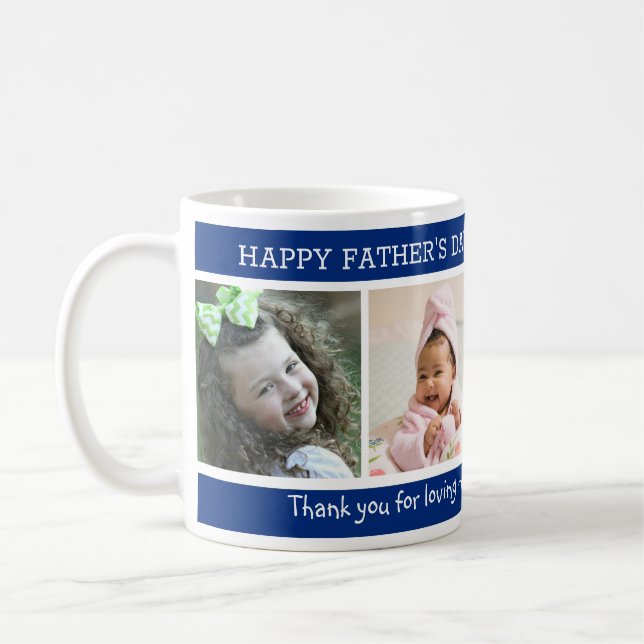 4 Photo Father's Day Blue Best Step Dad Ever Coffee Mug (Left)