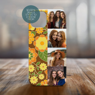 4 Photo Film Strip Script Name Funky Flowers Case-Mate iPhone 14 Case