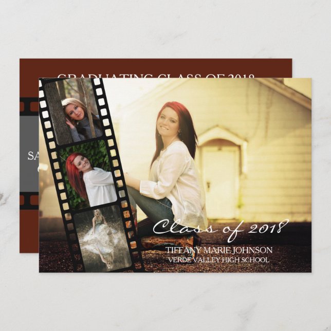4 PHOTO Filmstrip Graduating Class of 2018 Invitation (Front/Back)