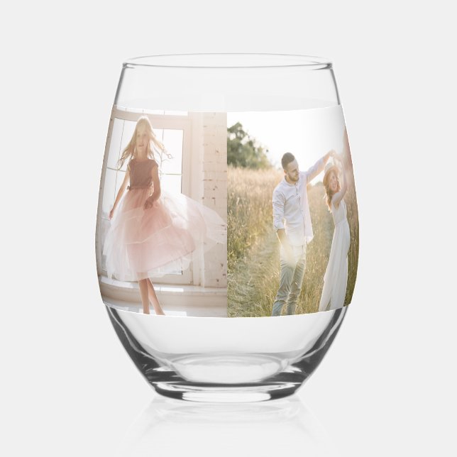 4 Photo Gallery Stemless Wine Glass (Front)