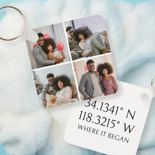 4 Photo GPS Coordinates Personalised Keychain