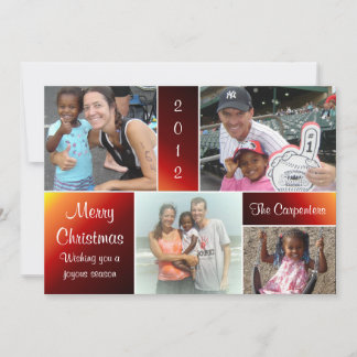4 Photo Gradient Reds Christmas Card