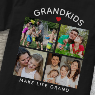 4 Photo Grandkids Make Life Grand Grandparent T-Shirt