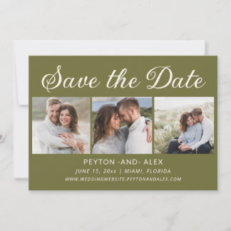 4-Photo Green 2-Sided Wedding Save Date Save The Date