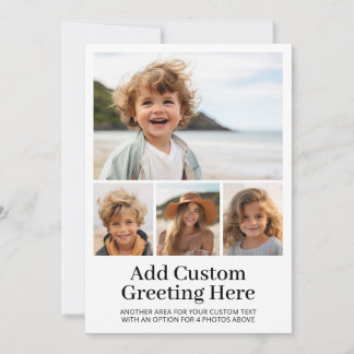 4 Photo Grid - 2 Lines of Text Modern Holiday Card