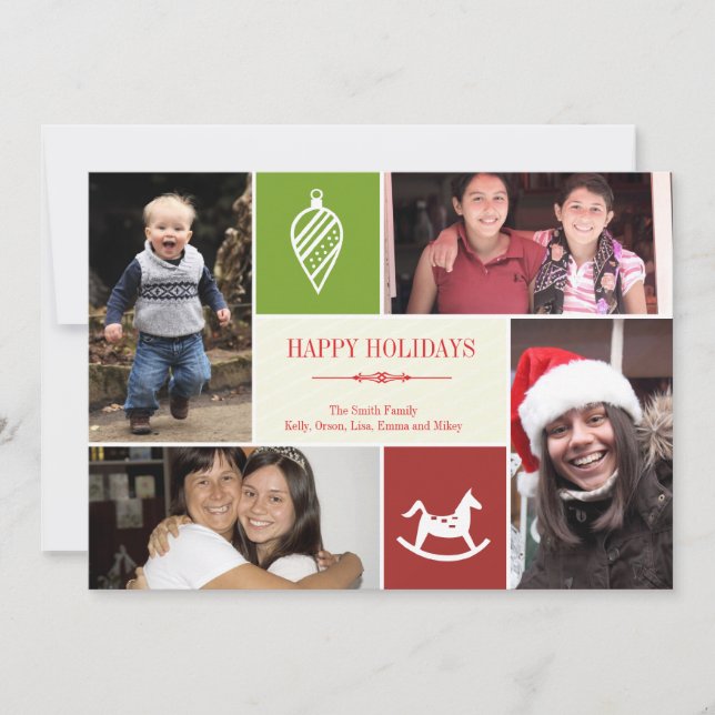 4 photo grid collage favourite things Christmas re Holiday Card (Front)