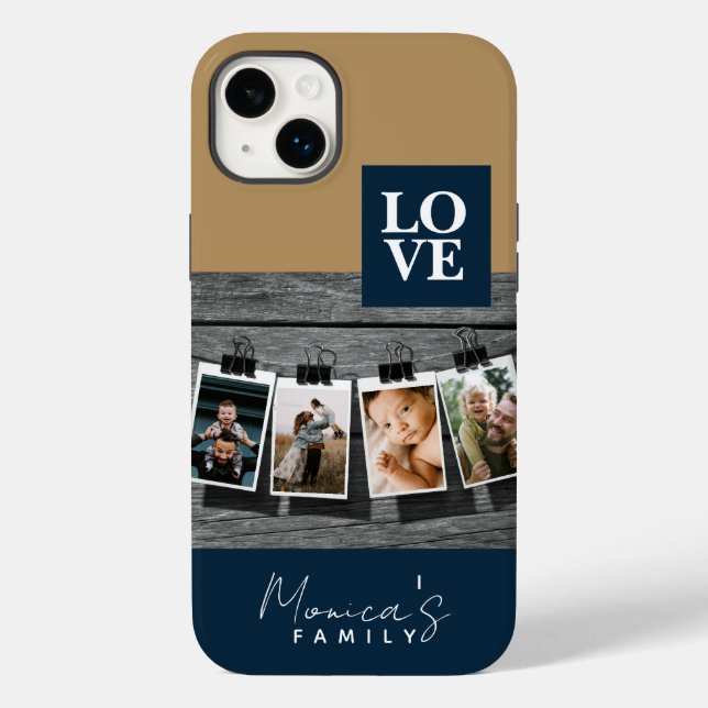 4 Photo Hanging Minimalist Personalise Case-Mate iPhone Case (Back)