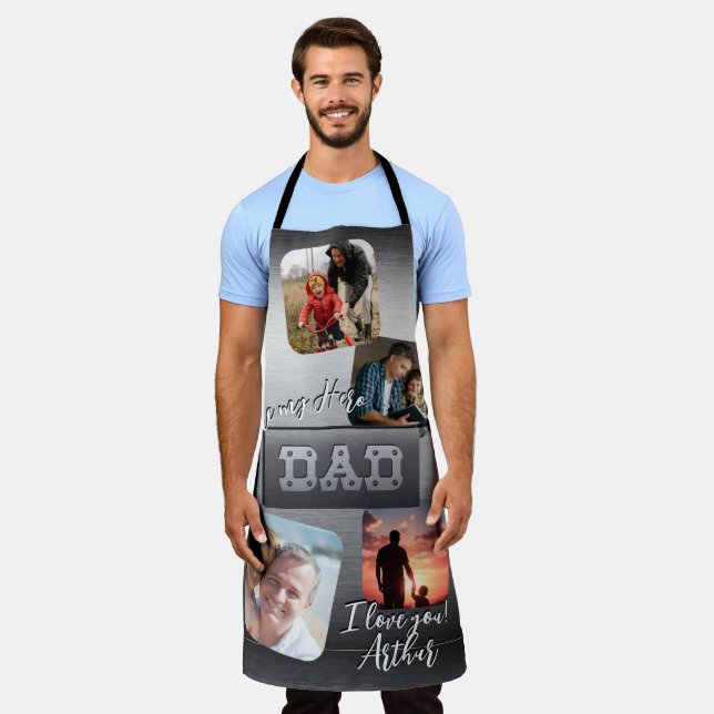 4 Photo - Happy Father’s Day Metal Theme Apron (Worn)